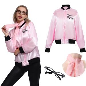 Wizland Pink Ladies Grease Jacket for Halloween Cosplay Costume 1950s - BN